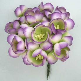 Набір 5 декоративних квіток вишні Purple / Green, 3 см