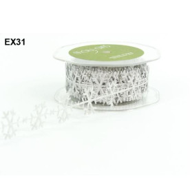 Фігурна тасьма - срібні сніжинки, 90 см. Від May Arts