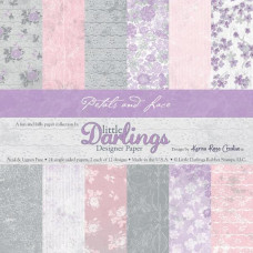 Набір паперу Petals and Lace 12 аркушів 15х15 см від Little Darlings