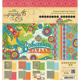 Набір паперу Bohemian Bazaar 20х20 см 8 листів від Graphic 45