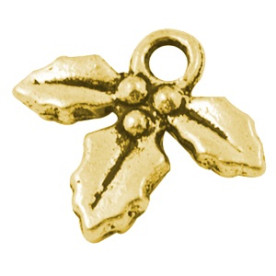 Металлическая подвеска "Остролист", античное золото, 14х12 мм, 5 шт