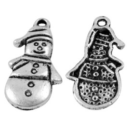 Металева підвіска "Сніговик в шапці", античне срібло, 25х13 мм, 1 шт