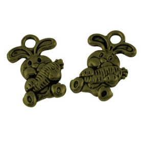 Металлическая подвеска "Кролик", античная бронза, 15х10 мм, 5 шт