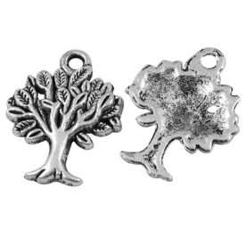 Металлическая подвеска "Деревце", античное серебро, 22х17 мм, 5 шт