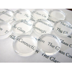 Прозрачный круглый кабошон - плоский, монетка, диаметр 25 мм, толщина 4-5 мм