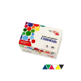 Набор акриловых красок для декора, глянцевые, 6х20мл ROSA TALENT