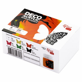 Набор акриловых красок для декора, флуоресцентные, 6х20мл ROSA TALENT