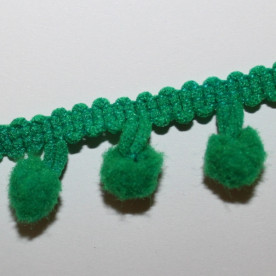 Лента с помпонами изумрудного цвета, 8 мм, 90 см