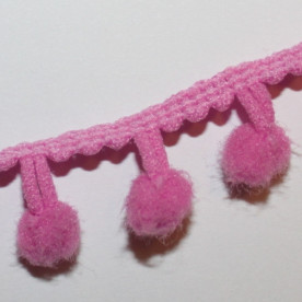 Лента с помпонами темно-розового цвета, 8 мм, 90 см