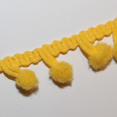 Лента с помпонами ярко-желтого цвета, 8 мм, 90 см