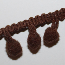 Стрічка з помпонами коричневого кольору, 8 мм, 90 см