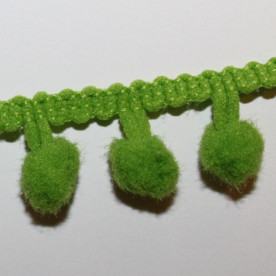 Лента с помпонами зеленого цвета, 8 мм, 90 см