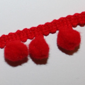 Лента с помпонами красного цвета, 8 мм, 90 см