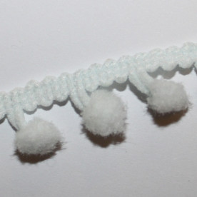 Стрічка з помпонами ментолової кольору, 8 мм, 90 см