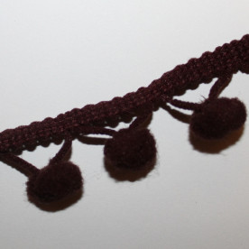 Лента с помпонами коричневого цвета, 13 мм, 90 см