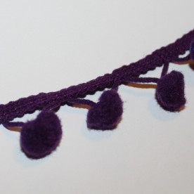 Лента с помпонами фиолетового цвета, 13 мм, 90 см