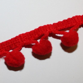 Лента с помпонами красного цвета, 13 мм, 90 см
