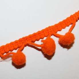 Лента с помпонами оранжевого цвета, 13 мм, 90 см