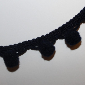 Лента с помпонами темно-синего цвета, 13 мм, 90 см