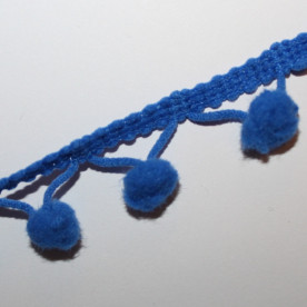 Лента с помпонами синего цвета, 13 мм, 90 см