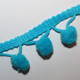 Лента с помпонами ярко-голубого цвета, 13 мм, 90 см