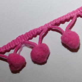 Стрічка з помпонами яскраво-рожевого кольору, 13 мм, 90 см