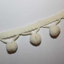 Лента с помпонами кремового цвета, 13 мм, 90 см
