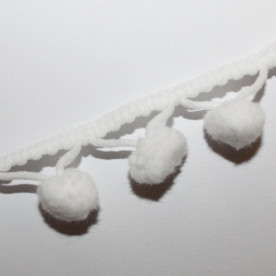 Лента с помпонами белого цвета, 13 мм, 90 см