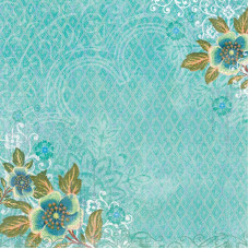Односторонній папір Teal Flowers 30х30 см від K & Company