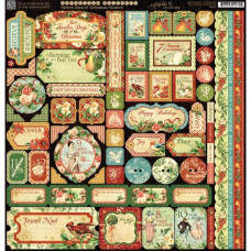 Набор наклеек 12 Days Of Christmas 30х30 см, компании Graphic 45