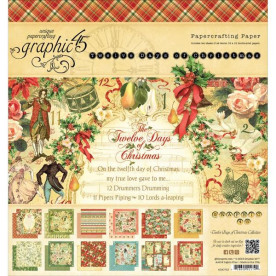 Набор бумаги 12 Days Of Christmas 12 листов 20х20 см, Graphic 45