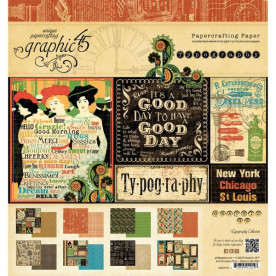 Набор бумаги Typography 20х20 см 12 листов от Graphic 45
