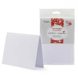 Набір заготовок для листівок 5 шт, 16,8х12см, №10, білий, 220г/м2, Rosa Talent