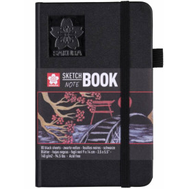 Блокнот Sakura Sketch, 140 г/м2, 9х14 см, 80 л, чорні аркуші, Sakura