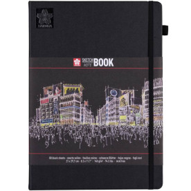 Блокнот Sakura Sketch, 140 г/м2, 21х29,7 см, 80 л, чорні аркуші, Sakura