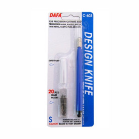 Ніж макетний С-603, пластикова ручка, 20 змінних лез, DAFA