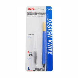 Нож макетный C-604, пластиковая ручка, 8 сменных лезвий, DAFA