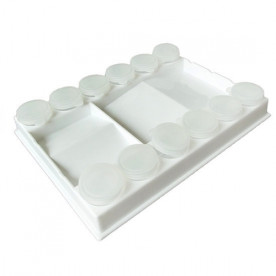 Набір палітра пластикова прямокутна з лунками, 20,5х15х3см.+ 12 Баночок з кришечкою (18132), D.K.Art&Craft