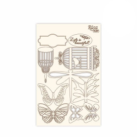 Чіпборд для скрапбукінгу, Floral Poem 1, білий картон, 12,8х20см, Rosa Talent