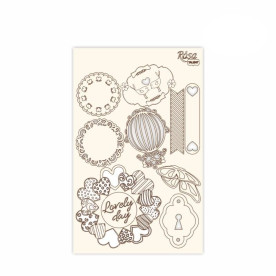 Чіпборд для скрапбукінгу, Floral Poem 4, білий картон, 12,8х20см, Rosa Talent