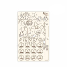 Чіпборд для скрапбукінгу, Дитячі мотиви 1, білий картон, 12,6х20см, Rosa Talent