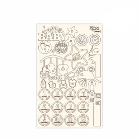 Чипборд для скрапбукинга, Детские мотивы 1, белый картон, 12,6х20см, Rosa Talent