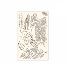 Чипборд для скрапбукинга Кружево 4, перья, белый картон, 12,6х20см, ROSA TALENT