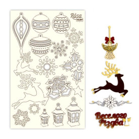 Чипборд для скрапбукинга, New Year's magic 1, белый картон, 12,8х20 см, Rosa Talent