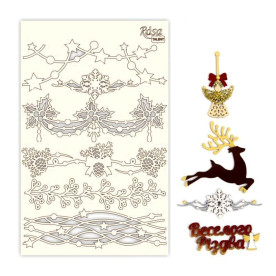 Чіпборд для скрапбукінгу, New Year's magic 3, білий картон, 12,8х20 см, Rosa Talent
