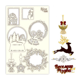 Чіпборд для скрапбукінгу, New Year's magic 4, білий картон, 12,8х20 см, Rosa Talent