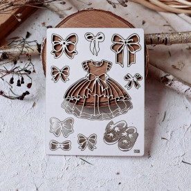 Чипборд набор Платьице с бантиками, Woodchic