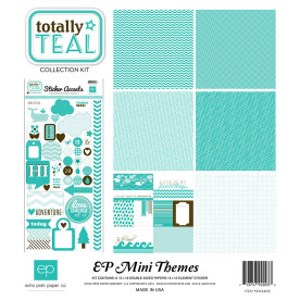 Набор бумаги Totally Teal Mini Theme 30х30 см 6 листов + наклейки от Echo Park