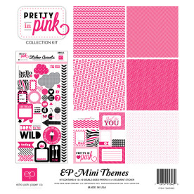 Набір паперу Pretty in Pink Mini Theme 30х30 см 6 листів + наклейки від Echo Park