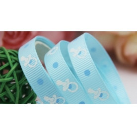 Репсова стрічка з принтом Baby Blue 9 мм, 90 см